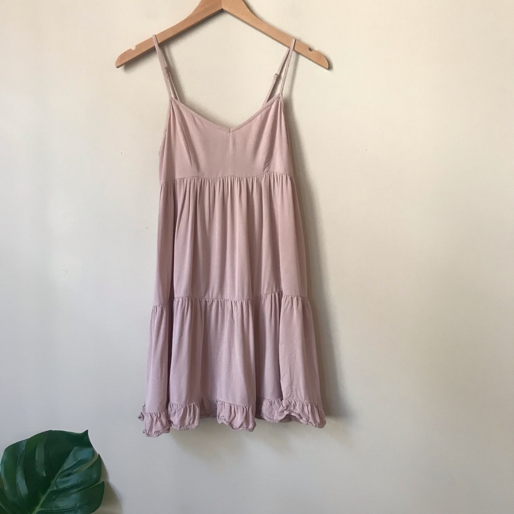 AEO | Ruffled Babydoll Tiered Dress Blush Small